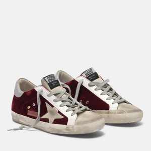Golden Goose Burgundy and Silver Athletic Shoes